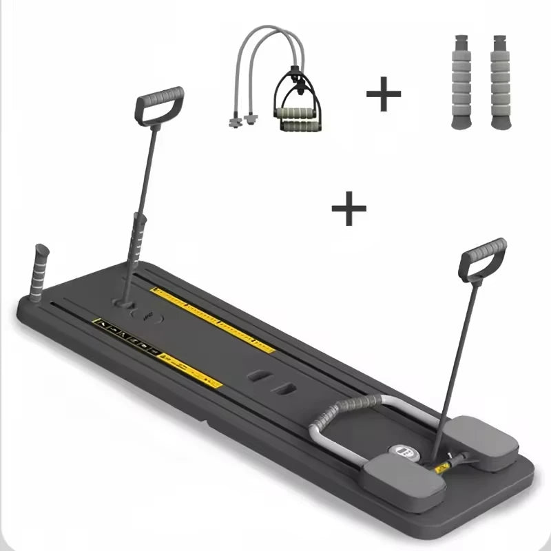 6-in-1 Pilates reformer board Black colour variant with resistance bands and accessories