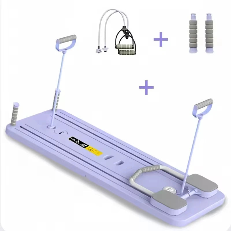 6-in-1 Pilates reformer board Purple colour variant with resistance bands and accessories