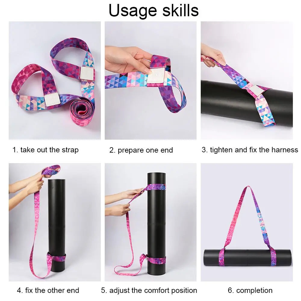 Adjustable Yoga Mat Strap with Elastic Carry Belt